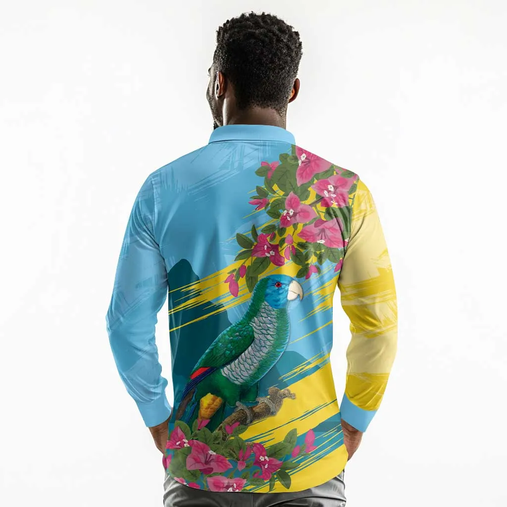 Saint Lucia Afro Long Sleeve Polo Shirt Tropical Vibes LT7
