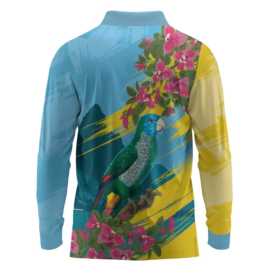 Saint Lucia Afro Long Sleeve Polo Shirt Tropical Vibes LT7