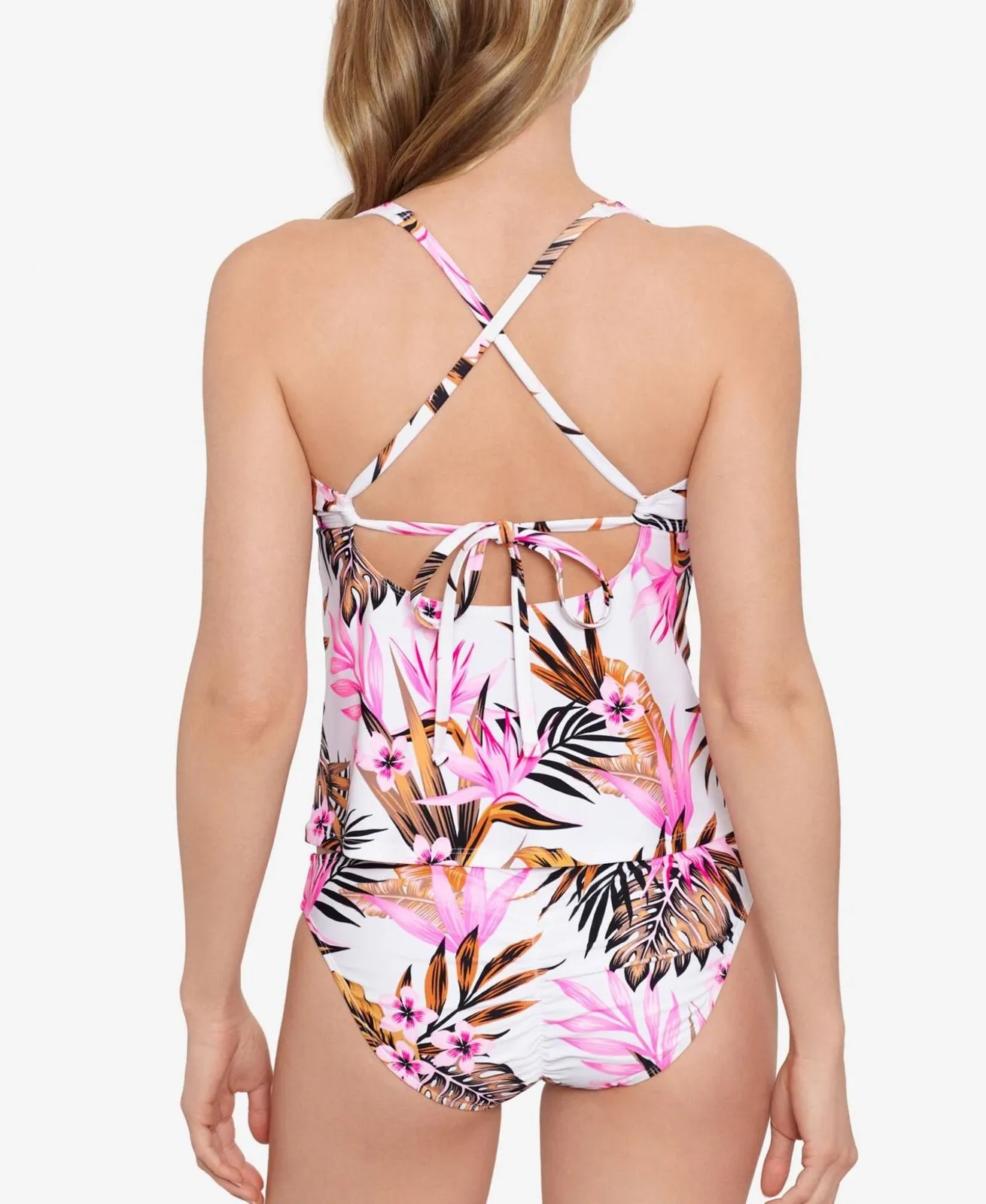 Salt   Cove Women's Tropic Time Printed V-Wire Tankini Top 805132