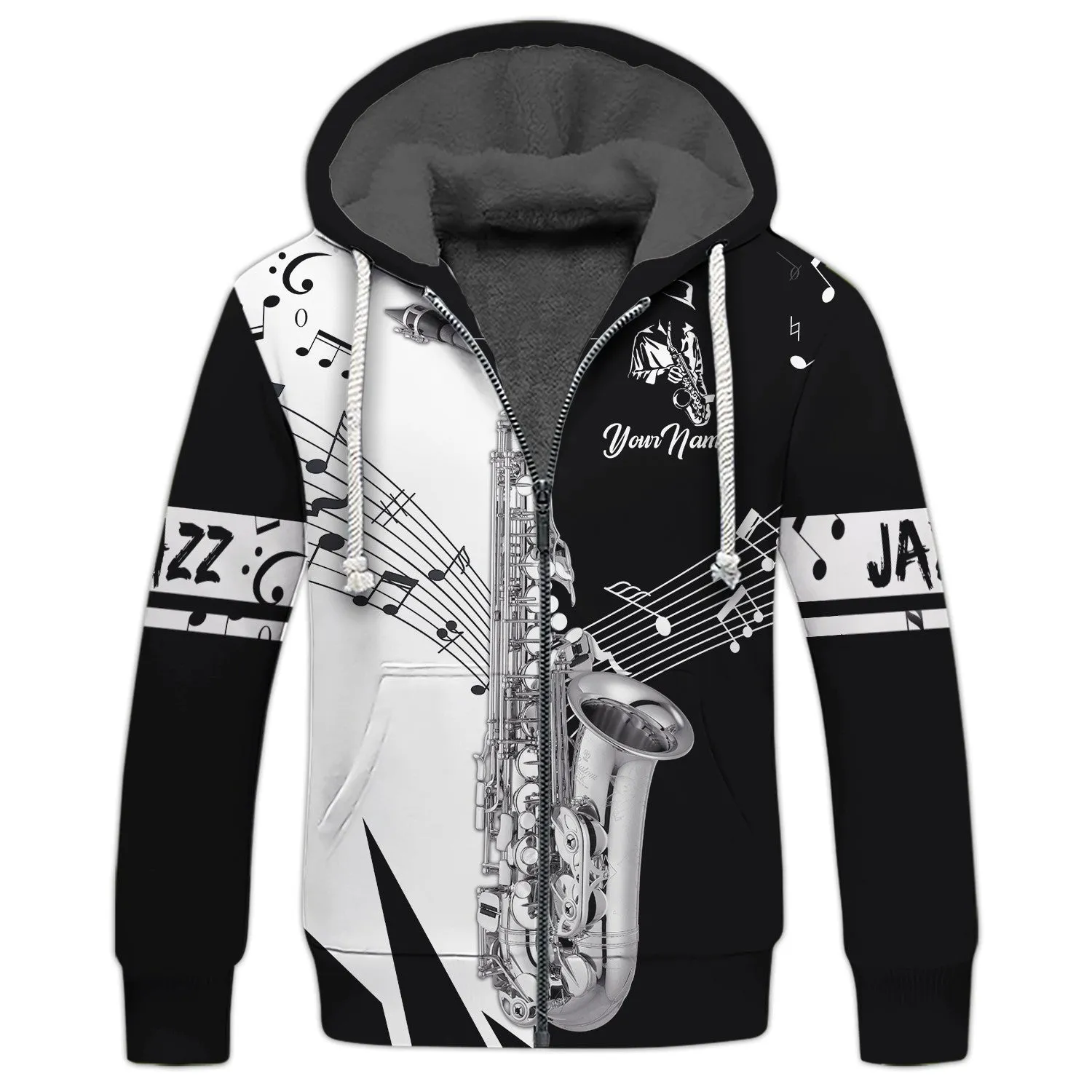 Saxophone Musical Instrument Personalized Name 3D Zipper Hoodie, 3D Hoodie Tshirt