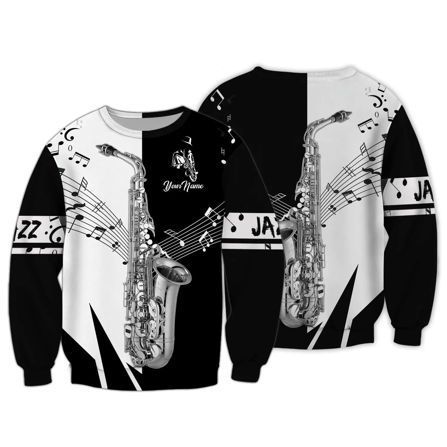 Saxophone Musical Instrument Personalized Name 3D Zipper Hoodie, 3D Hoodie Tshirt