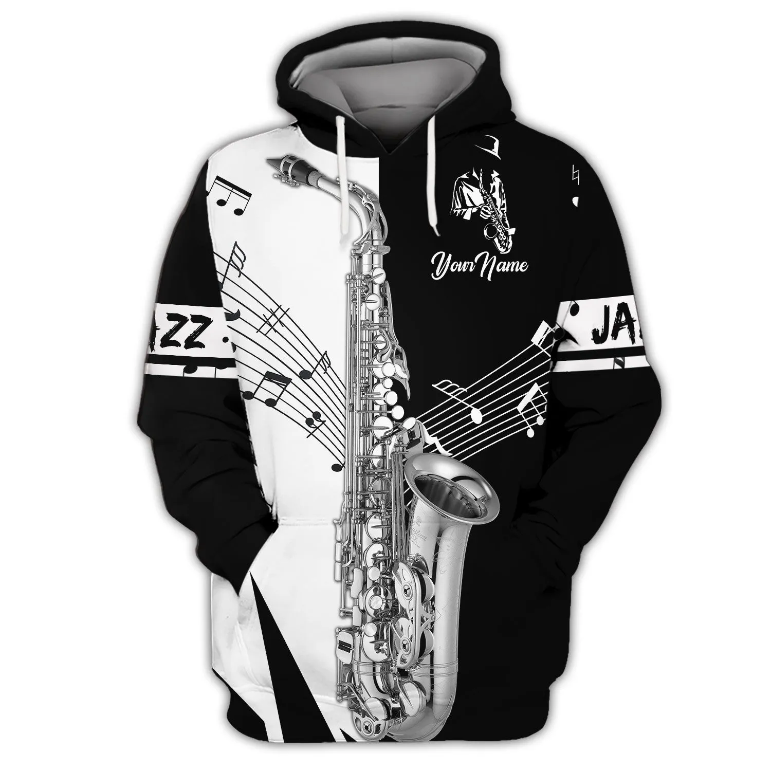 Saxophone Musical Instrument Personalized Name 3D Zipper Hoodie, 3D Hoodie Tshirt