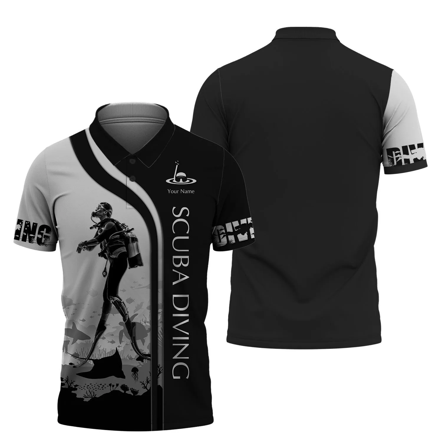 Scuba Diving Shirts Custom Scuba Diver Zipper Hoodie, Bomber, Sweater, Polo, Hawaiian,.. Diving 3D Shirts B&W