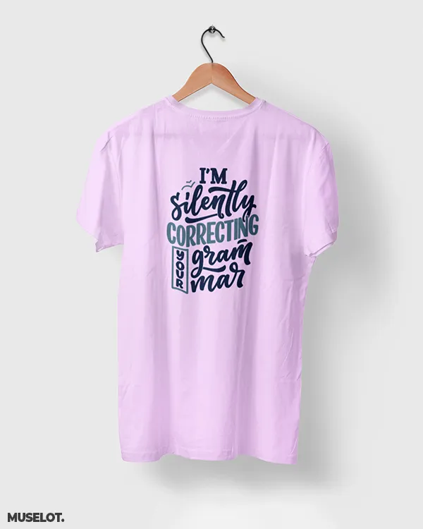 Silently correcting grammar printed t shirts