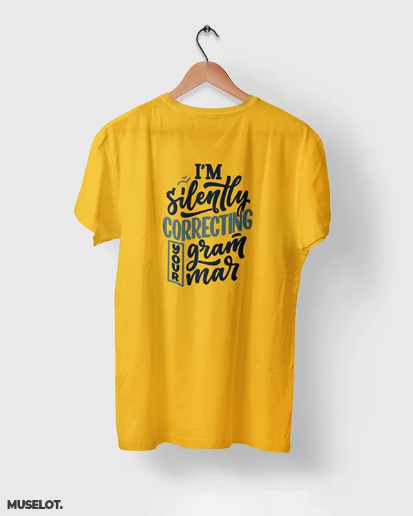 Silently correcting grammar printed t shirts