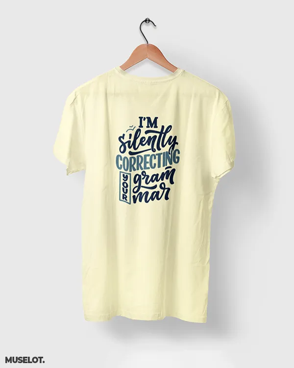 Silently correcting grammar printed t shirts
