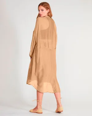 Silk Blend Sheet Button-Up Shirtdress