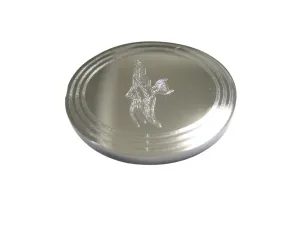 Silver Toned Etched Oval Tropical Fish Magnet
