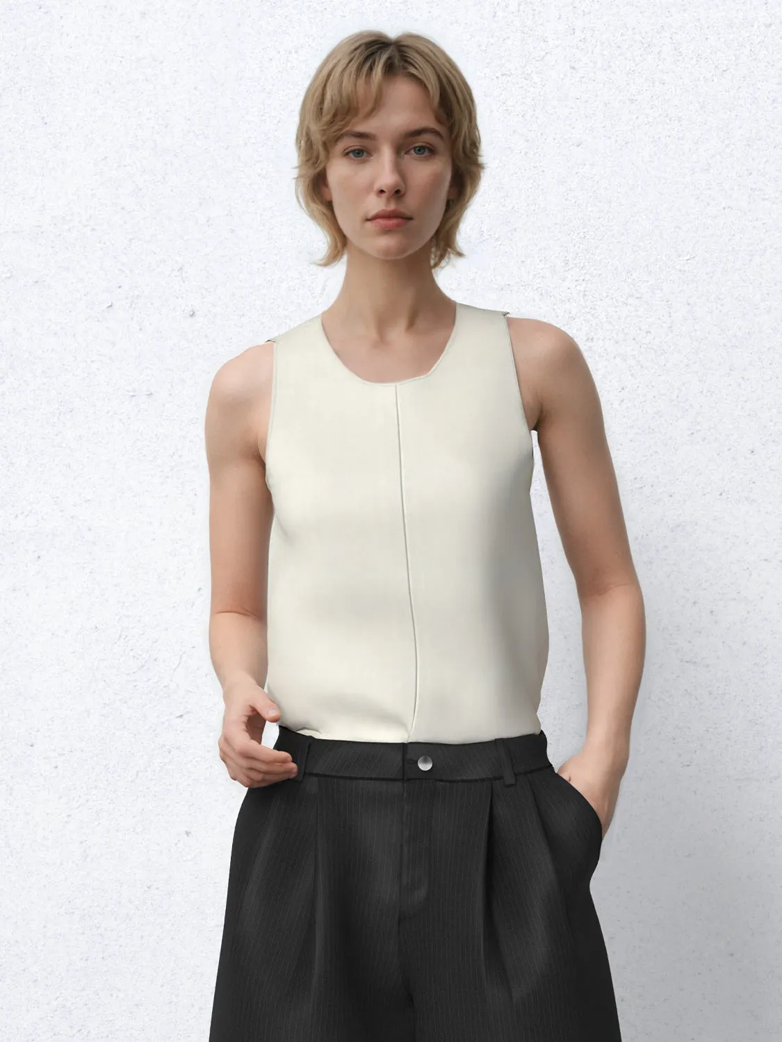 Sleeveless Crew Neck Vests