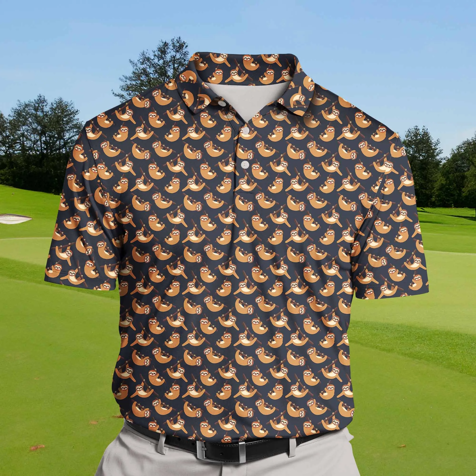 Sloth On The Branch | Custom Polo Shirts with Faces or Logos