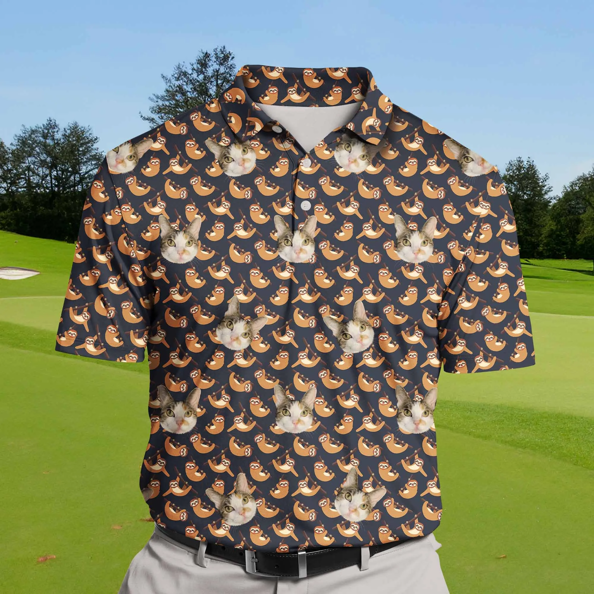 Sloth On The Branch | Custom Polo Shirts with Faces or Logos
