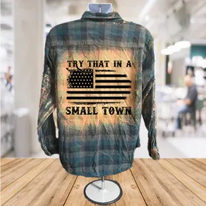 Small Town Flag Button Down Shirt: L