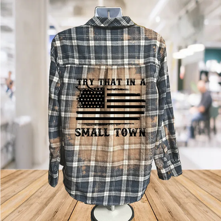 Small Town Flag Button Down Shirt: L