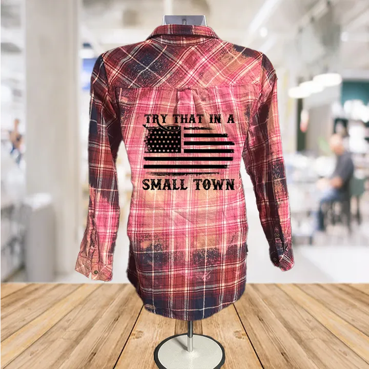 Small Town Flag Button Down Shirt: L