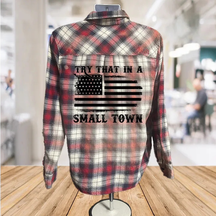 Small Town Flag Button Down Shirt: L