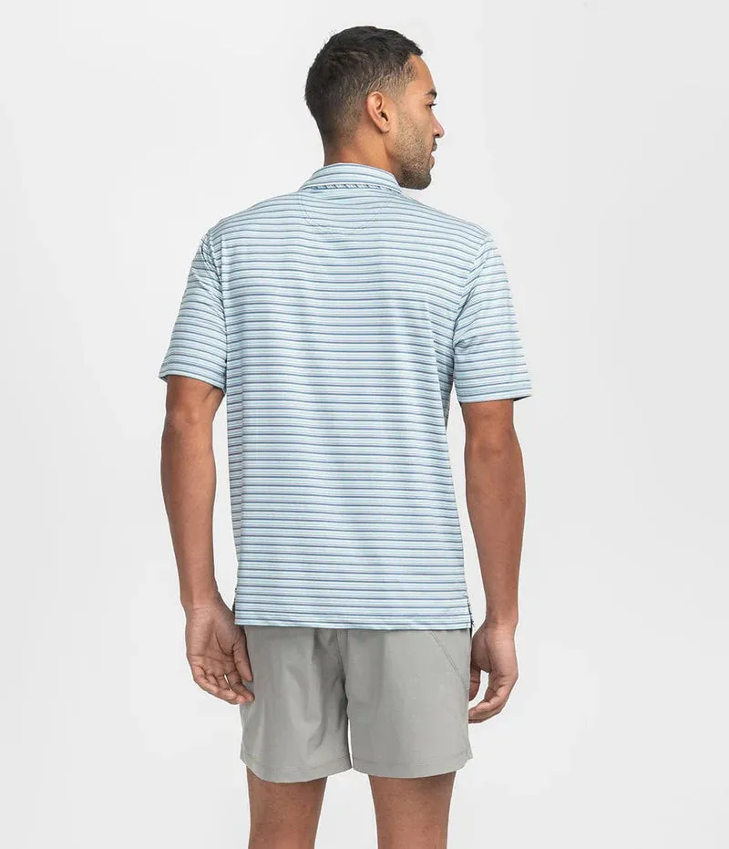 Southern Shirt Co. Men's Tybee Stripe Polo in Baltic