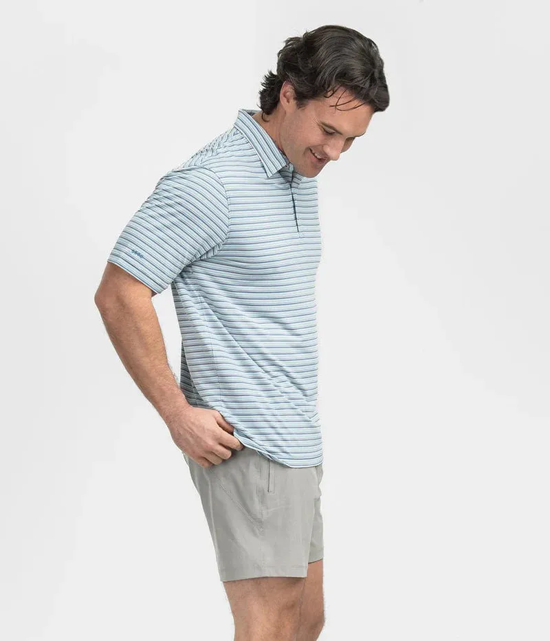 Southern Shirt Co. Men's Tybee Stripe Polo in Baltic