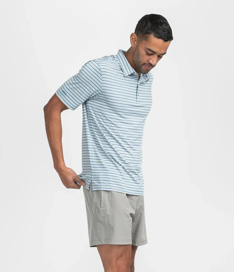 Southern Shirt Co. Men's Tybee Stripe Polo in Baltic
