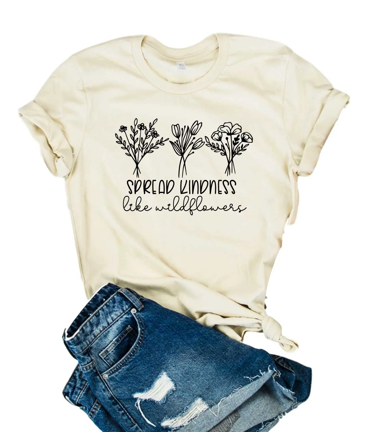 Spread Kindness Like Wildflowers Shirt | Unisex Crew