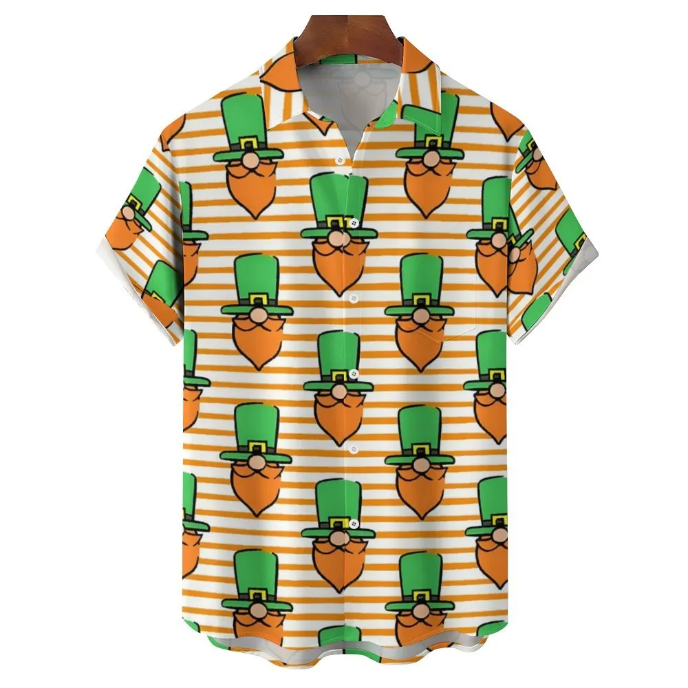 St. Patrick'S Day Stripes Casual Short Sleeve Shirt