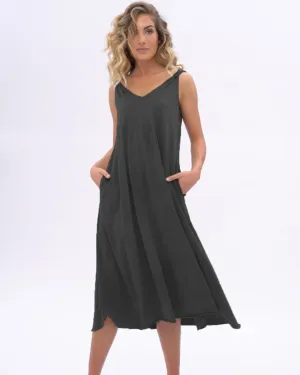 Stonewashed Organic Cotton V-neck Tank Dress