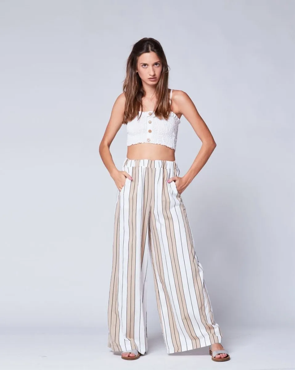 Striped Elastic Waist Palazzo Pant