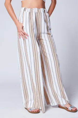 Striped Elastic Waist Palazzo Pant