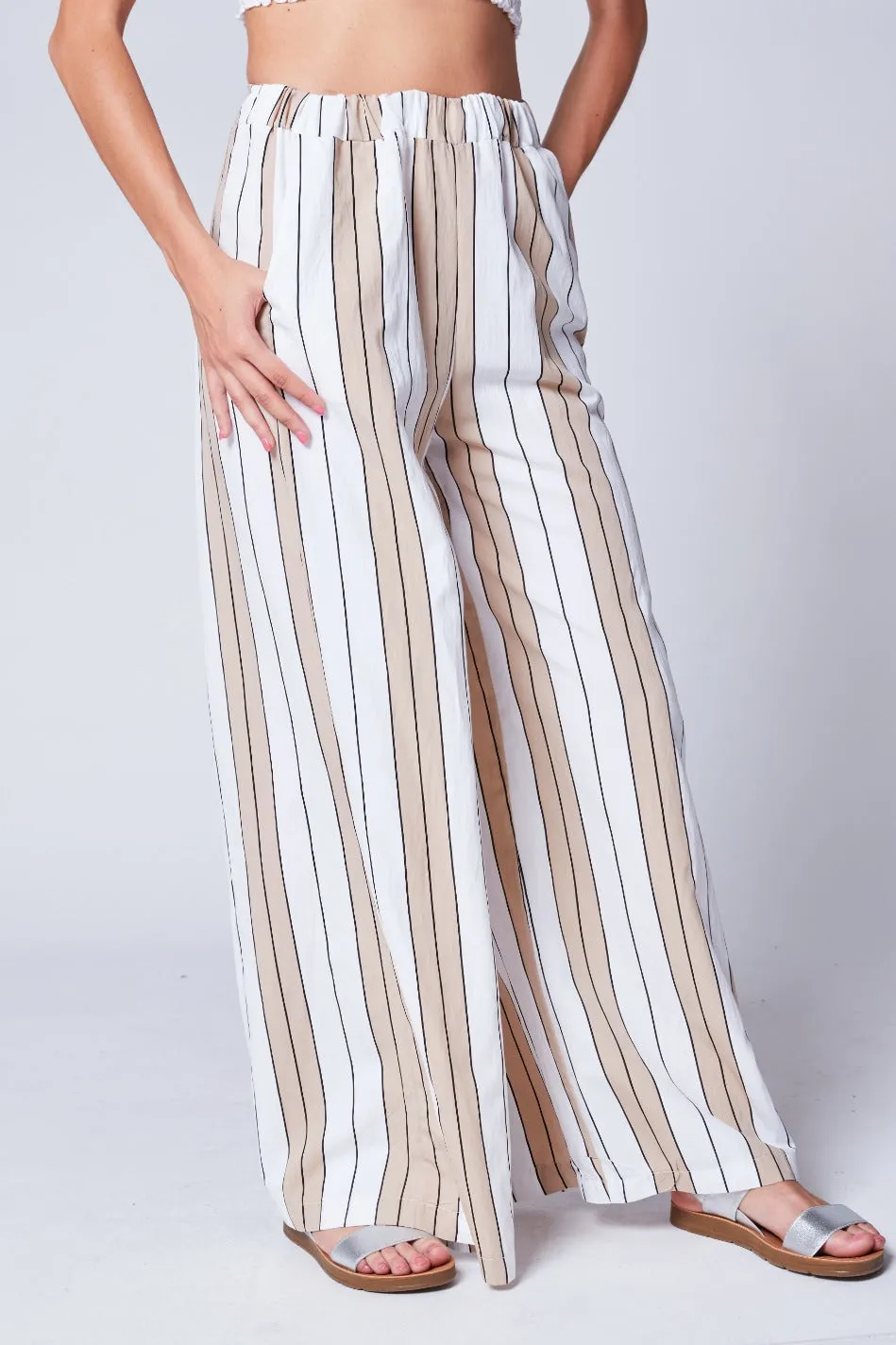 Striped Elastic Waist Palazzo Pant