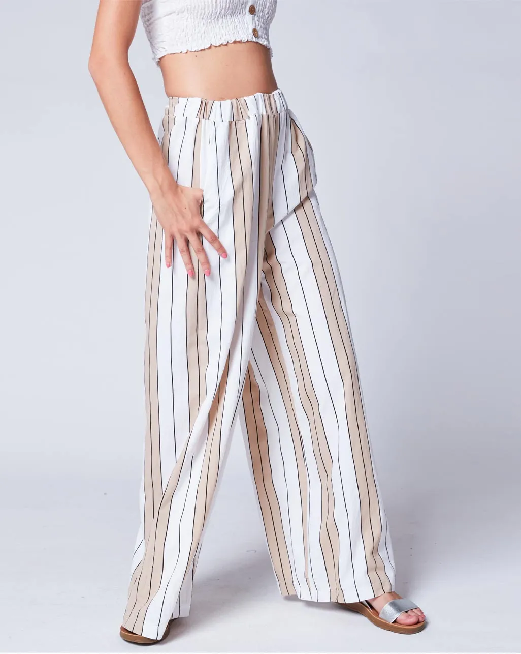 Striped Elastic Waist Palazzo Pant