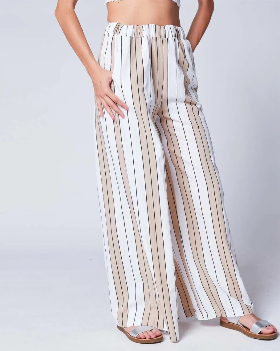 Striped Elastic Waist Palazzo Pant