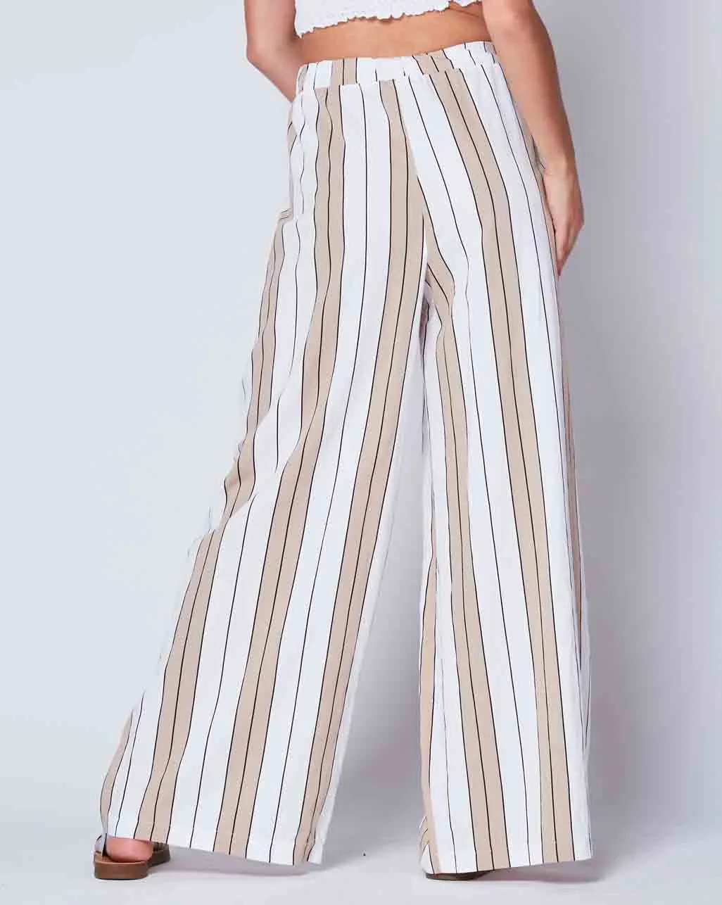 Striped Elastic Waist Palazzo Pant