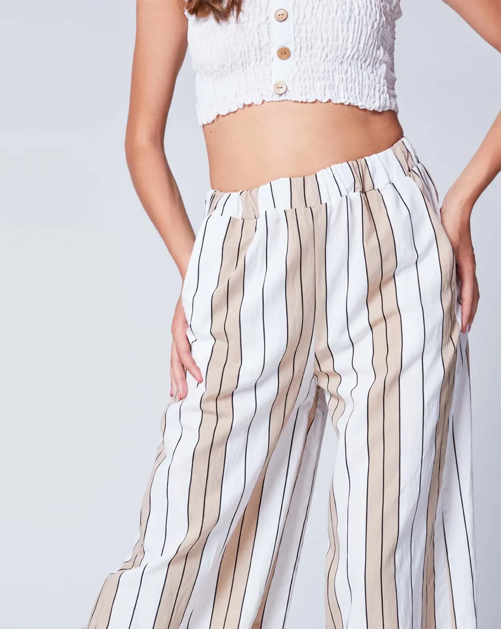 Striped Elastic Waist Palazzo Pant