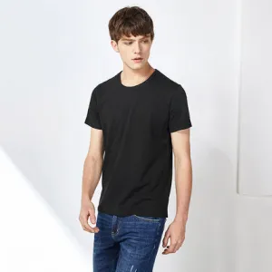 summer cotton T shirts men simple o neck stretch solid new tops clothing casual