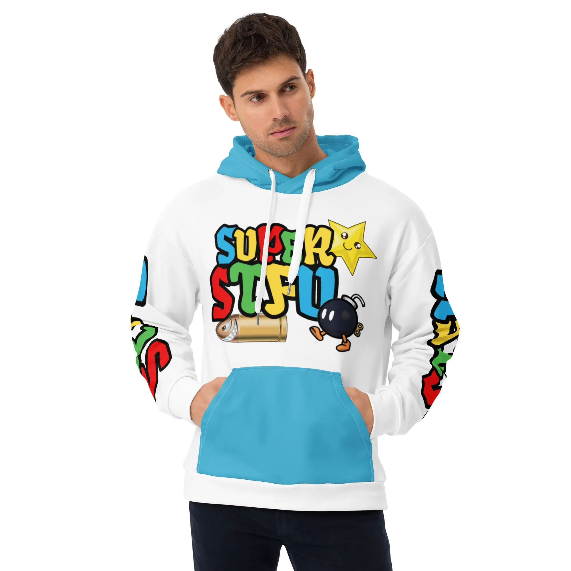 Super STFU Unisex Hoodie - White/Blue
