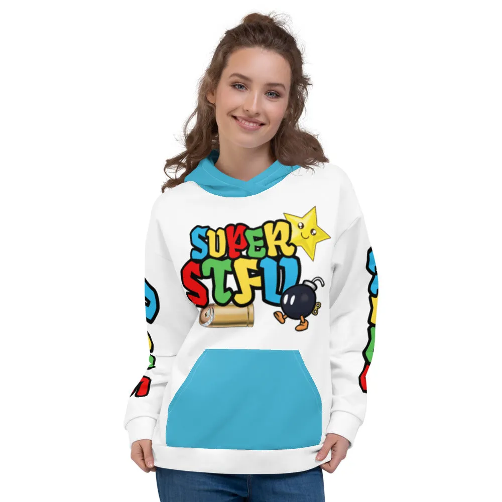 Super STFU Unisex Hoodie - White/Blue