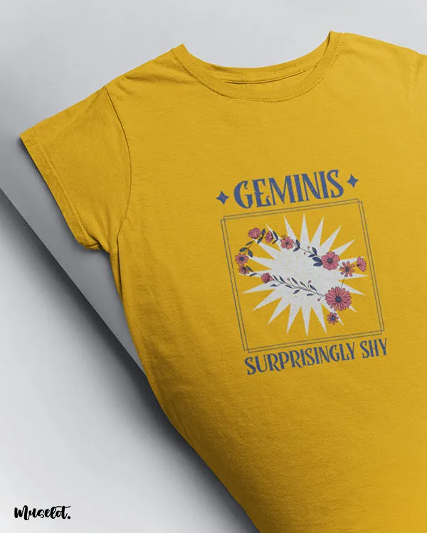 Surprisingly shy geminis printed t shirts