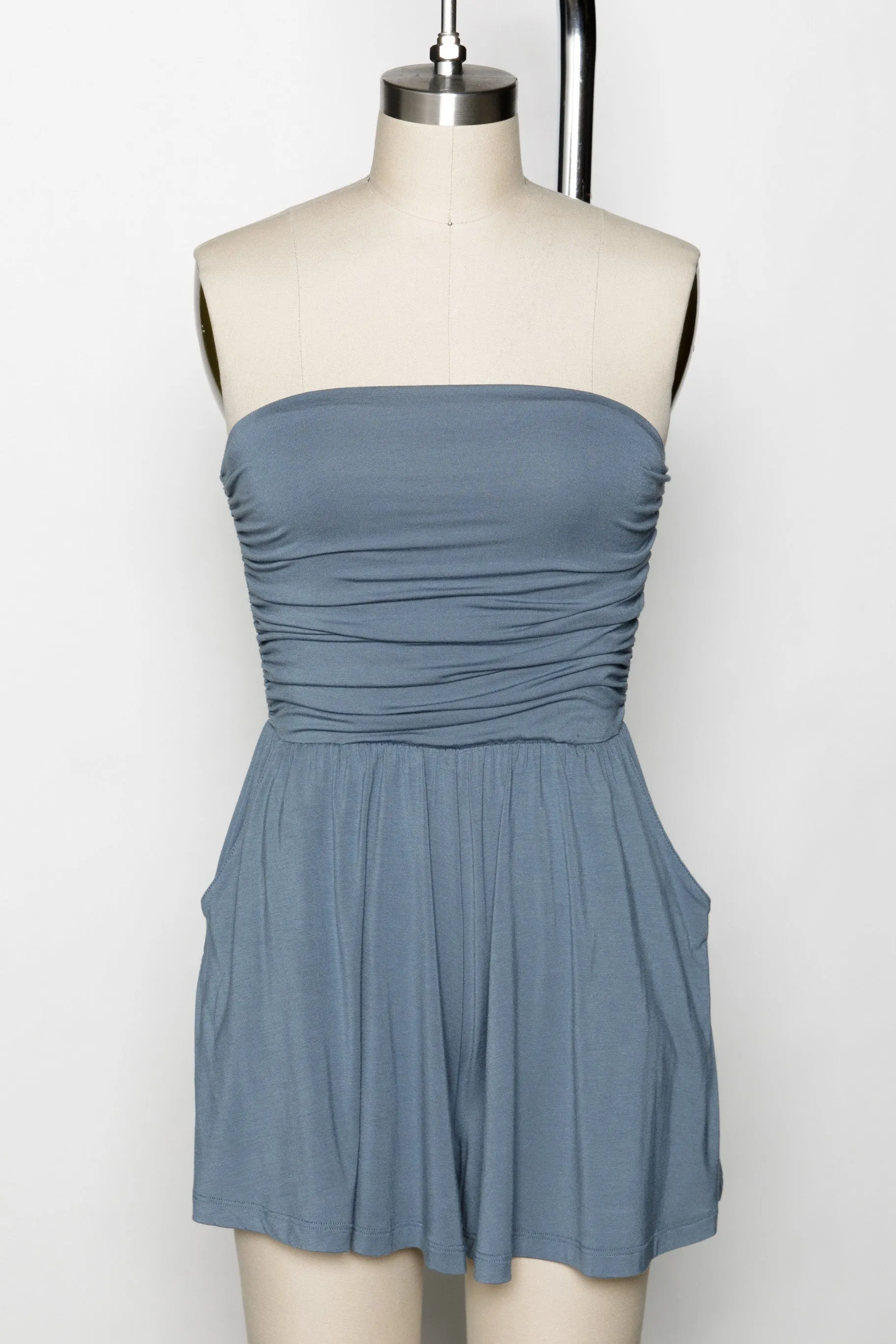 Tank Top Shirring Romper (Assorted Colors)
