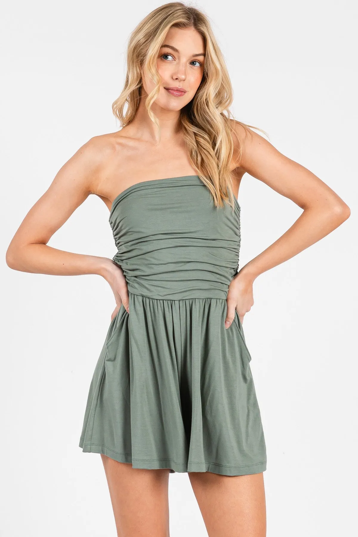Tank Top Shirring Romper (Assorted Colors)