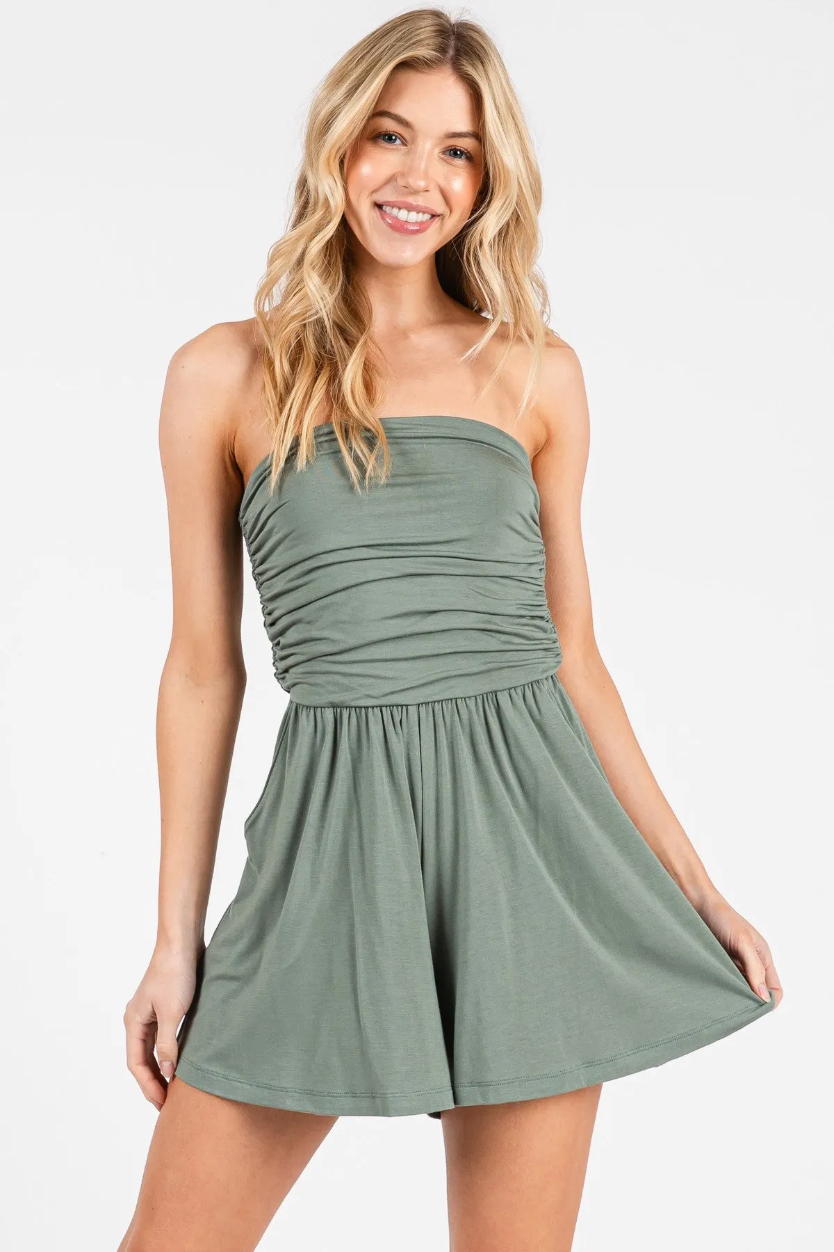 Tank Top Shirring Romper (Assorted Colors)
