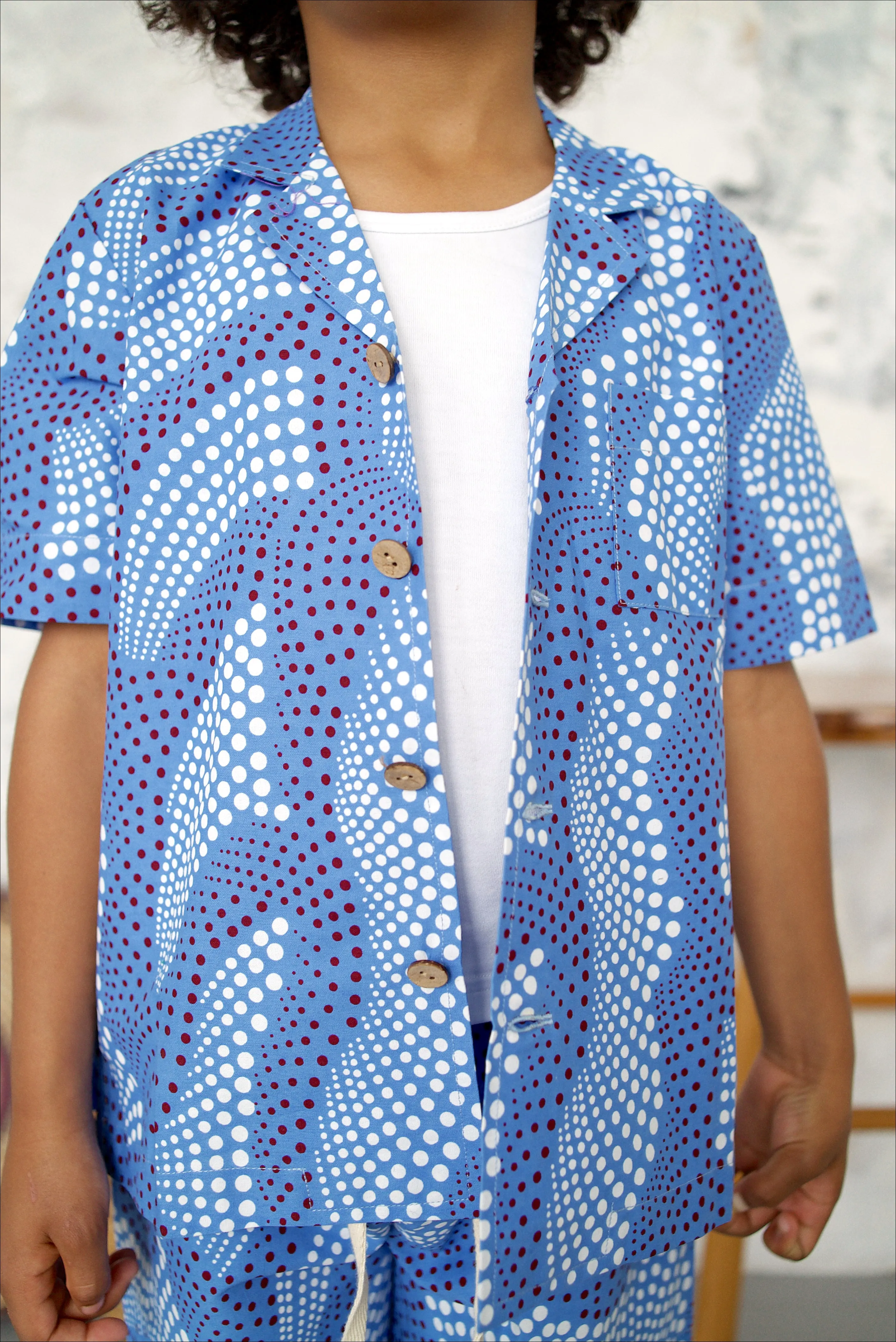Temi Shirt | Blue Dot Print