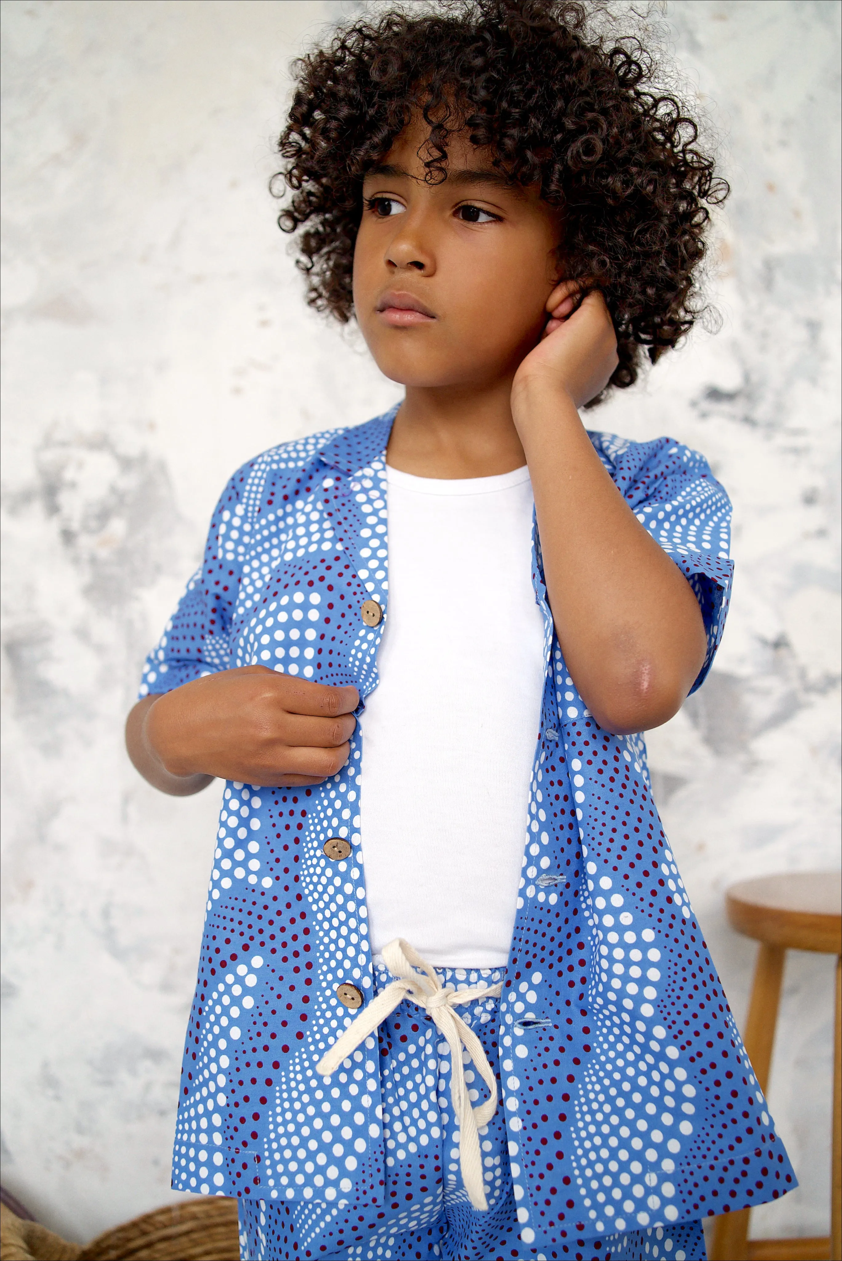 Temi Shirt | Blue Dot Print
