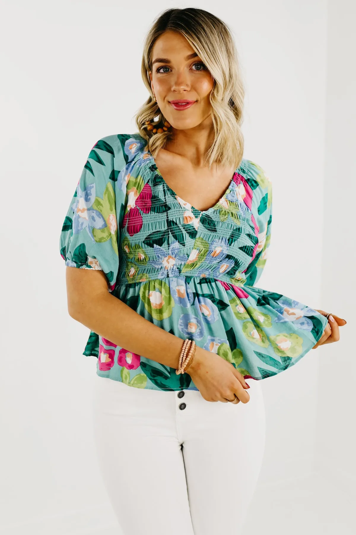 The Amaris Floral Smocked Top - FINAL SALE