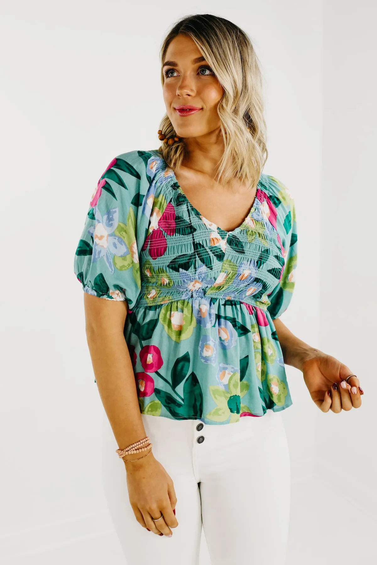 The Amaris Floral Smocked Top - FINAL SALE
