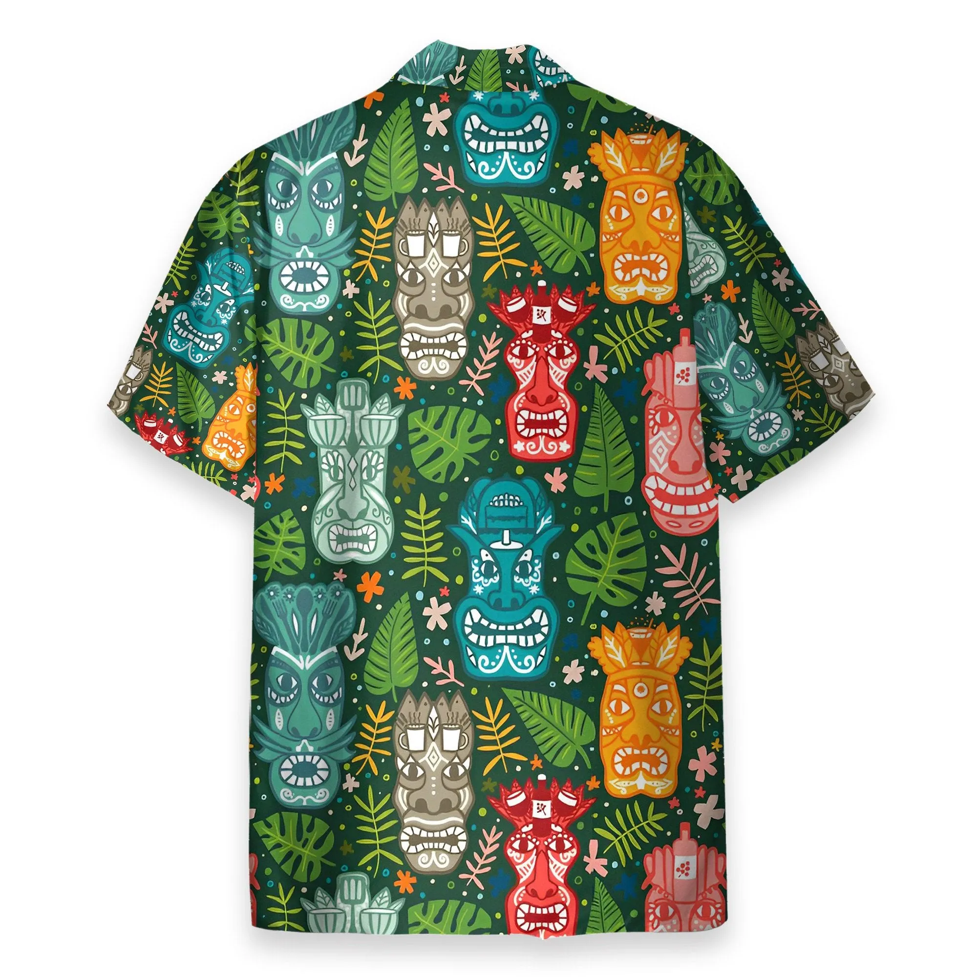 Tiki Tropical Green Men's Button's Up Shirts - Hawaiian Shirt & Beach Shorts
