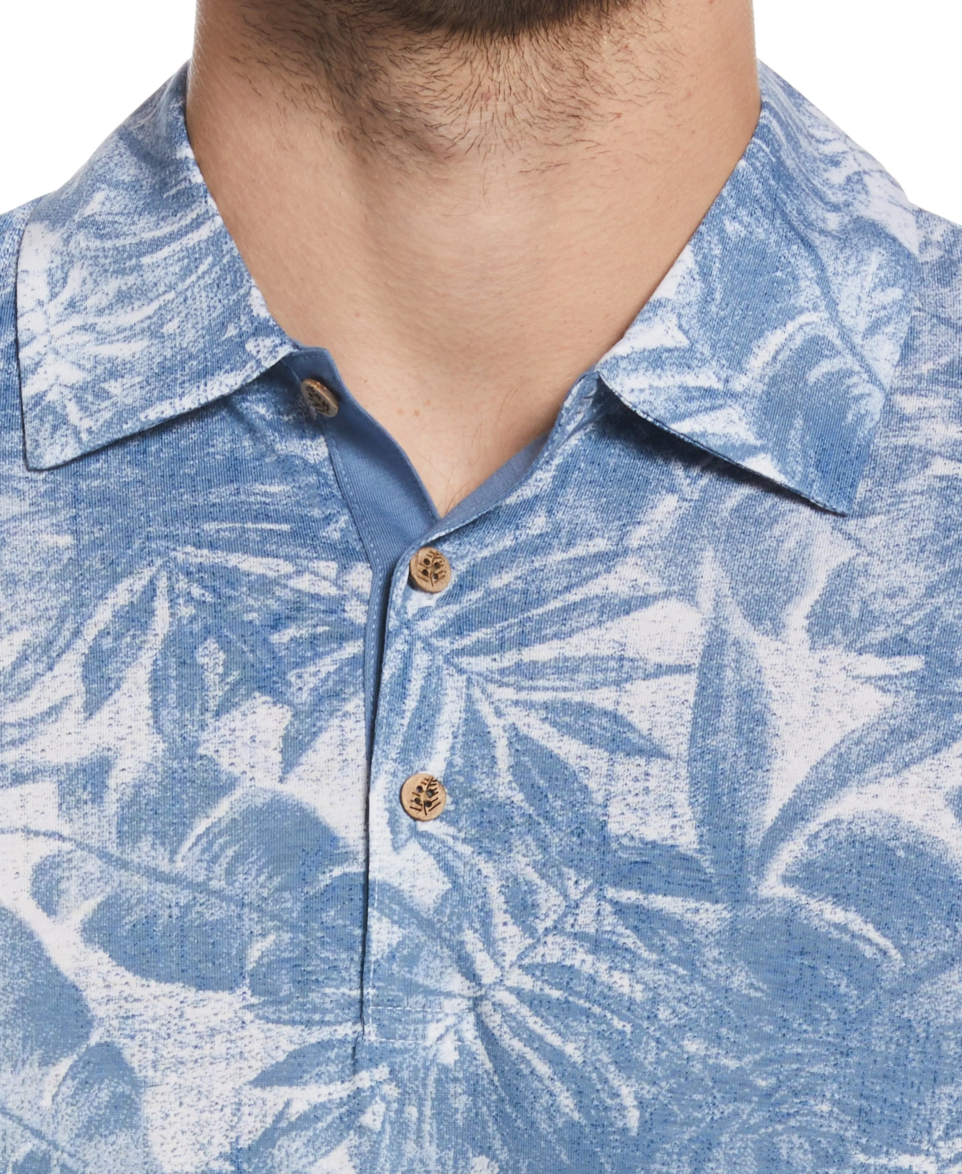 Tonal Tropical Print Polo