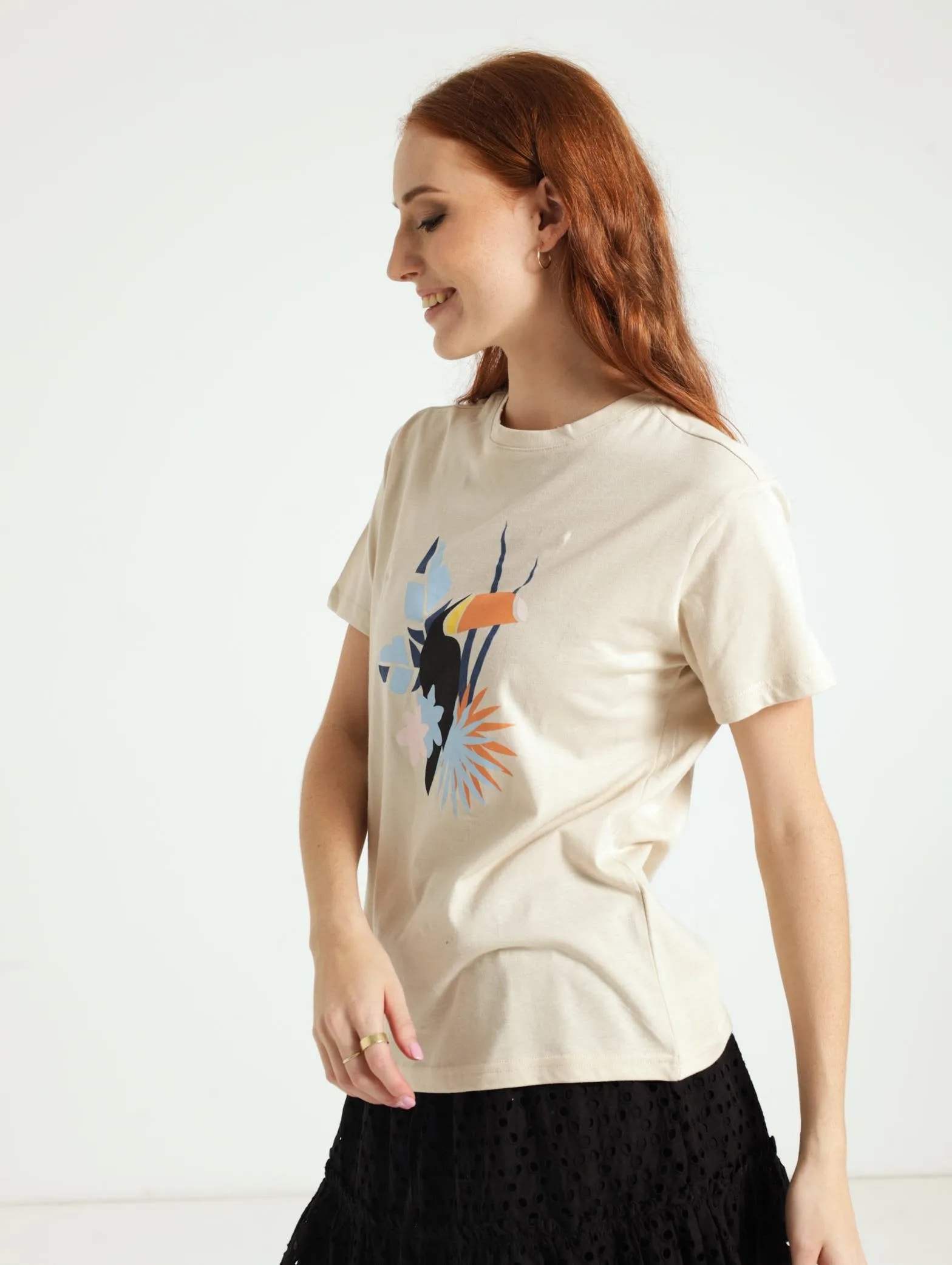 Toucan Tropical Regular Tee - Light Stone