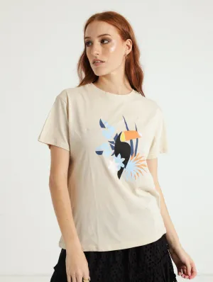 Toucan Tropical Regular Tee - Light Stone