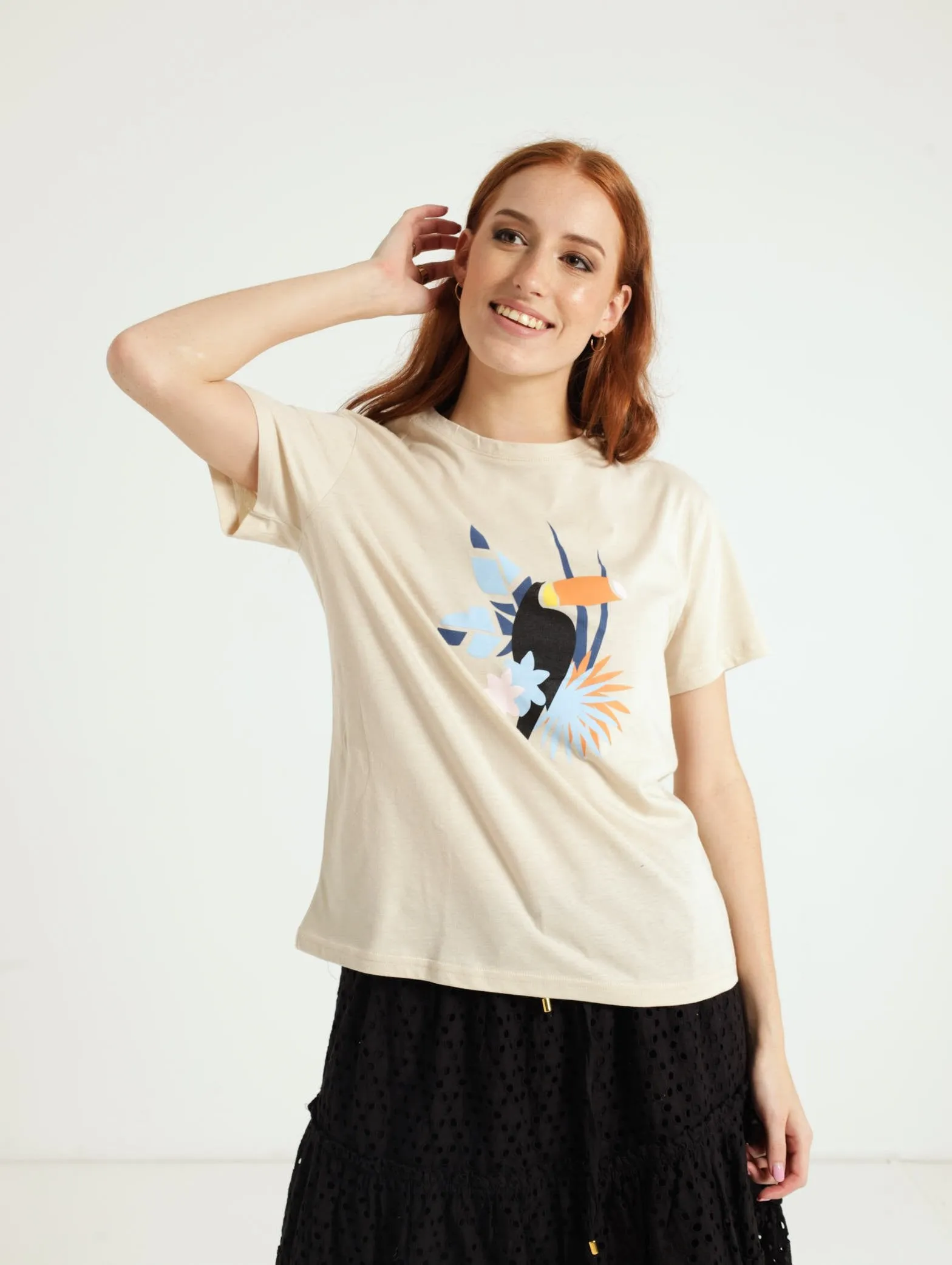 Toucan Tropical Regular Tee - Light Stone
