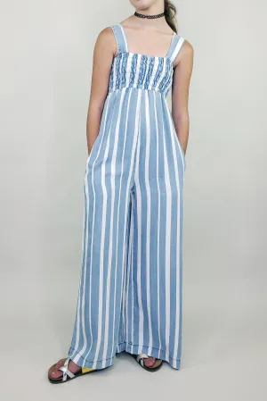 Tractr Girls Smocked Wide Leg Jumpsuit