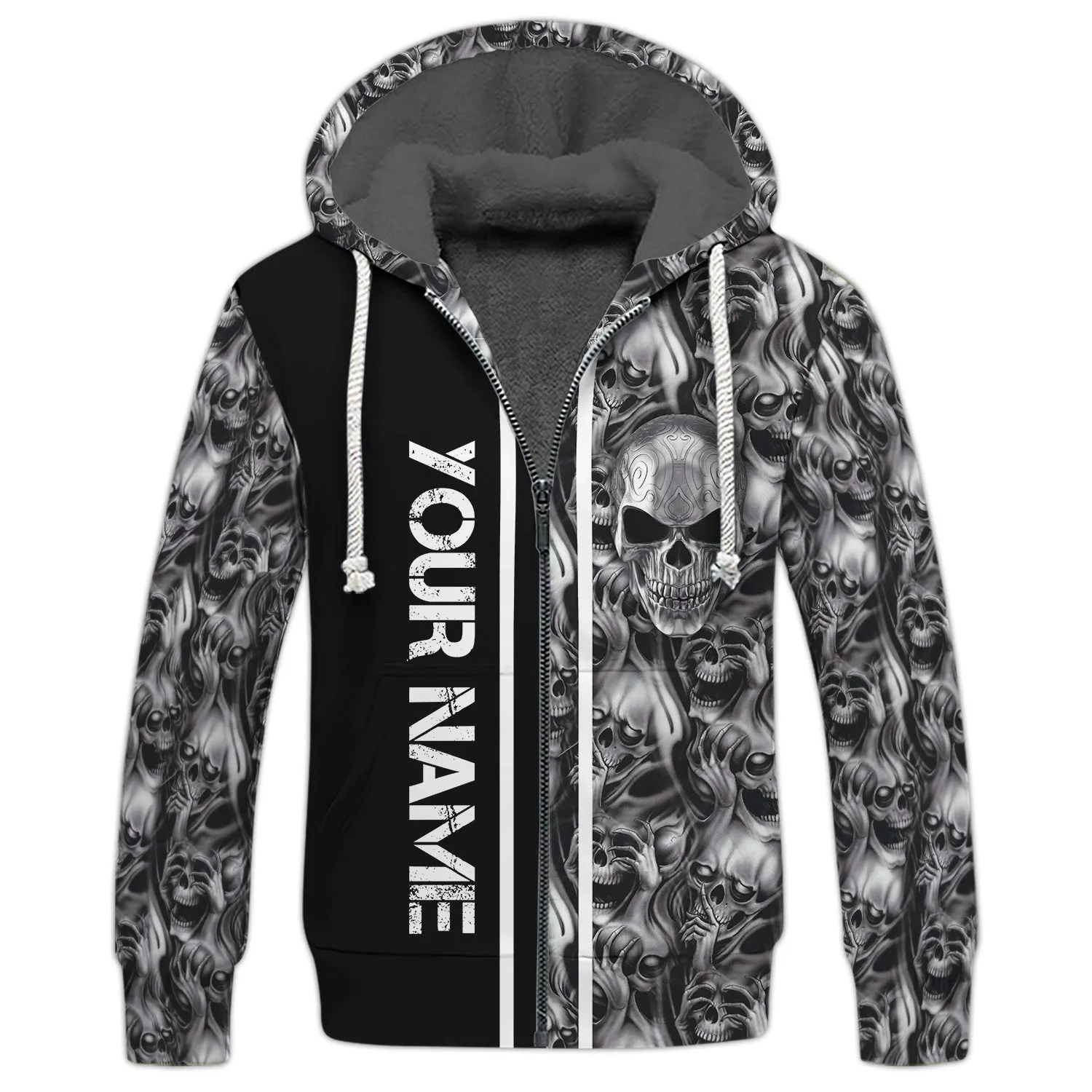 Tribal Tattoos Metal Skull Personalized Name 3D Hoodie, 3D Zipper Hoodie